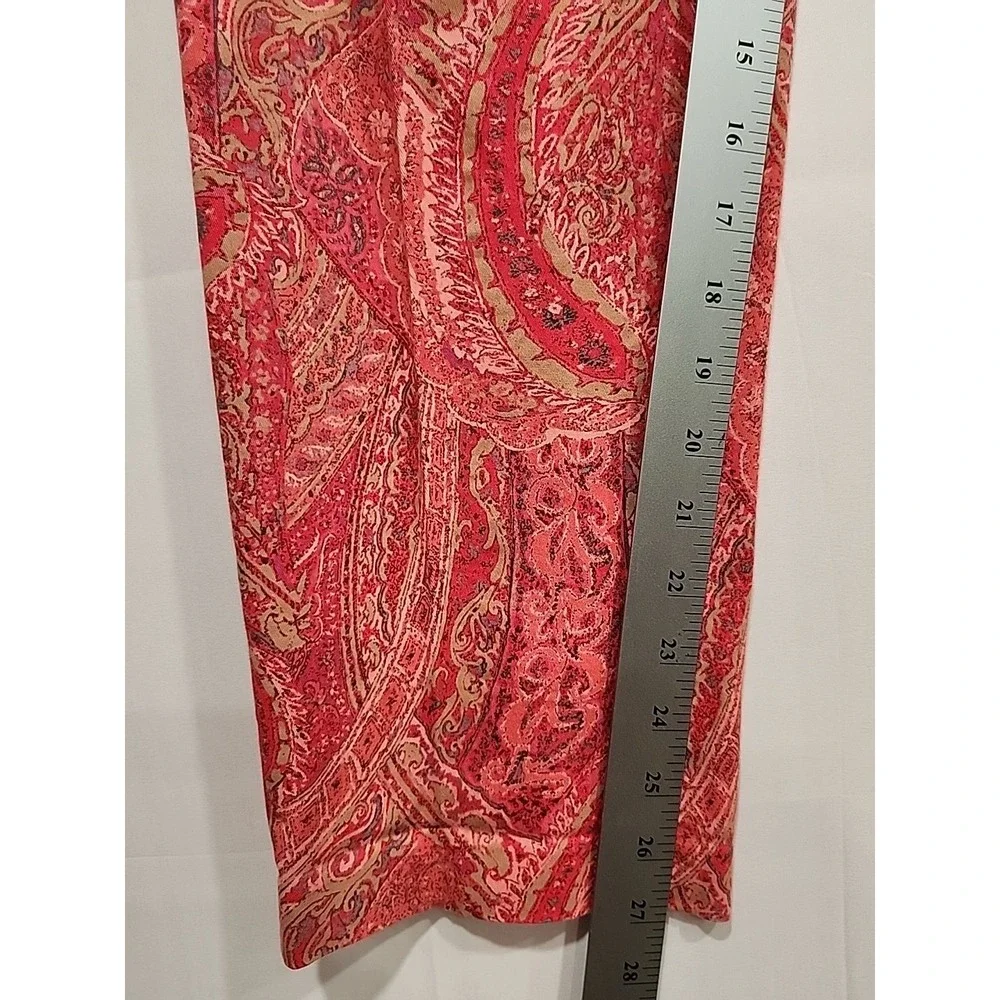J. Jill Pants Womens Size 12 Red Paisley Stretch, Side Zipper, 27" Inseam - Picture 3 of 7
